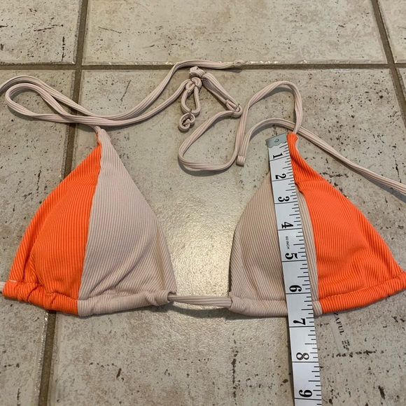 💛 Zaful Ribbed Orange and Tan Color-Block Bikini Set - Size Small - Picture 8 of 8